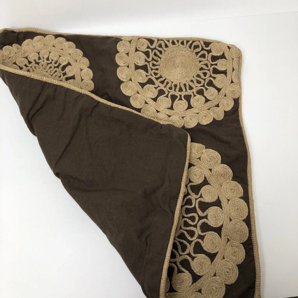 Pier 1 Pillow Case Throw Boho Brown Tan Embroidered 16